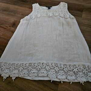 Style & Co. White Lace Trim Ladies Top